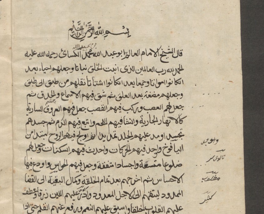 Anfang des Textes in arabischer Schrift